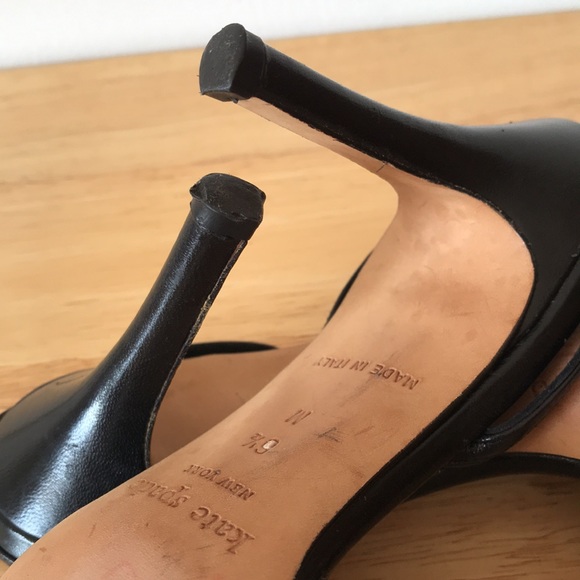 Kate Spade Black Strap Slingback Heels Size 6.5 - Picture 11 of 11